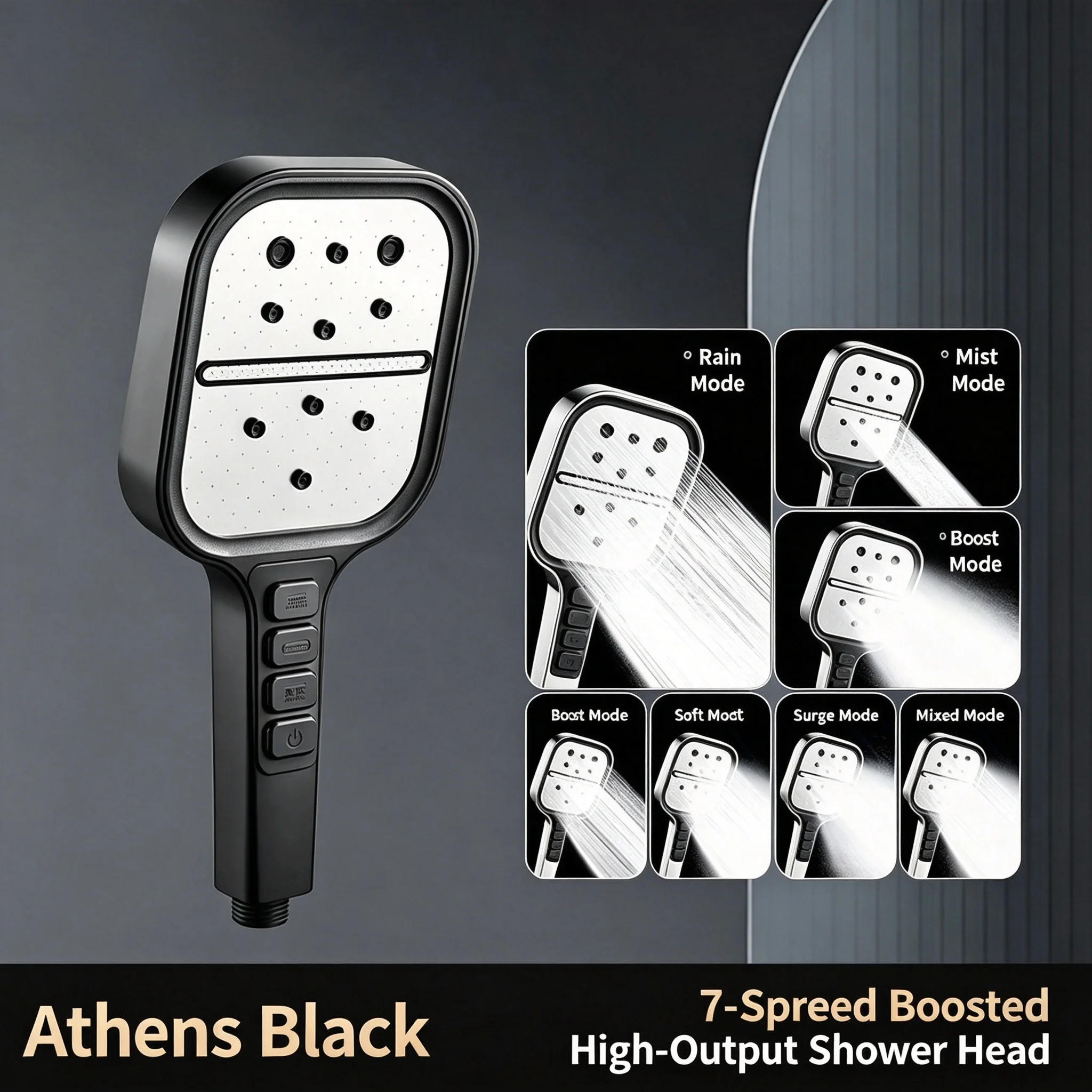 Black High Voltage Hand-Held Shower with Advanced Square Design Rainforest Spray 7 Modes Adjustable for Bathroom Upgrade
Black High Voltage Hand-Held Shower with Advanced Square Design Rainforest Spray 7 Modes Adjustable for Bathroom Upgrade