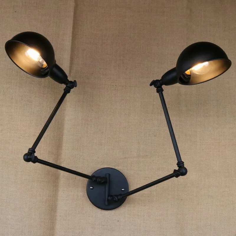 American country industry lampshade black retro double head swing arm wall lamps Vintage Industrial Wall Lights
American country industry lampshade black retro double head swing arm wall lamps Vintage Industrial Wall Lights