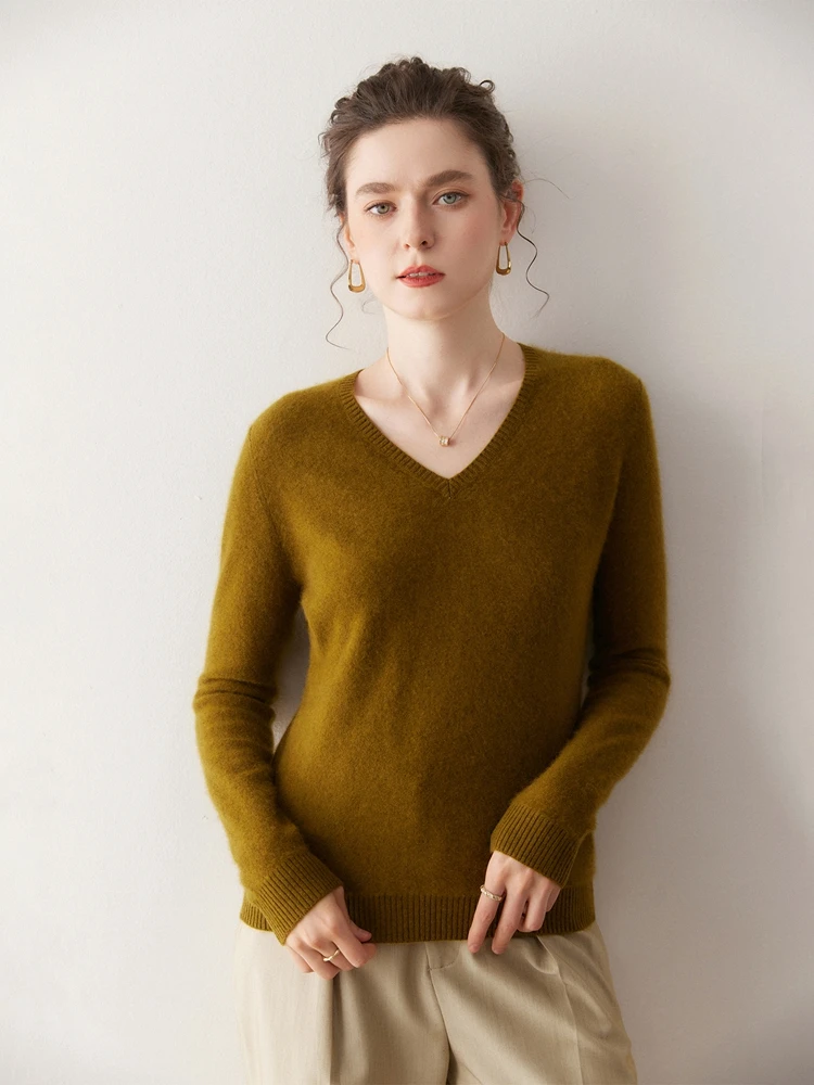 Basic Women's Sweater Pullover 100% Cashmere Pullover Autumn Winter Sweater V-Neck Long Sleeve Knit Office Thin Clothes Warm Top
Basic Women's Sweater Pullover 100% Cashmere Pullover Autumn Winter Sweater V-Neck Long Sleeve Knit Office Thin Clothes Warm Top