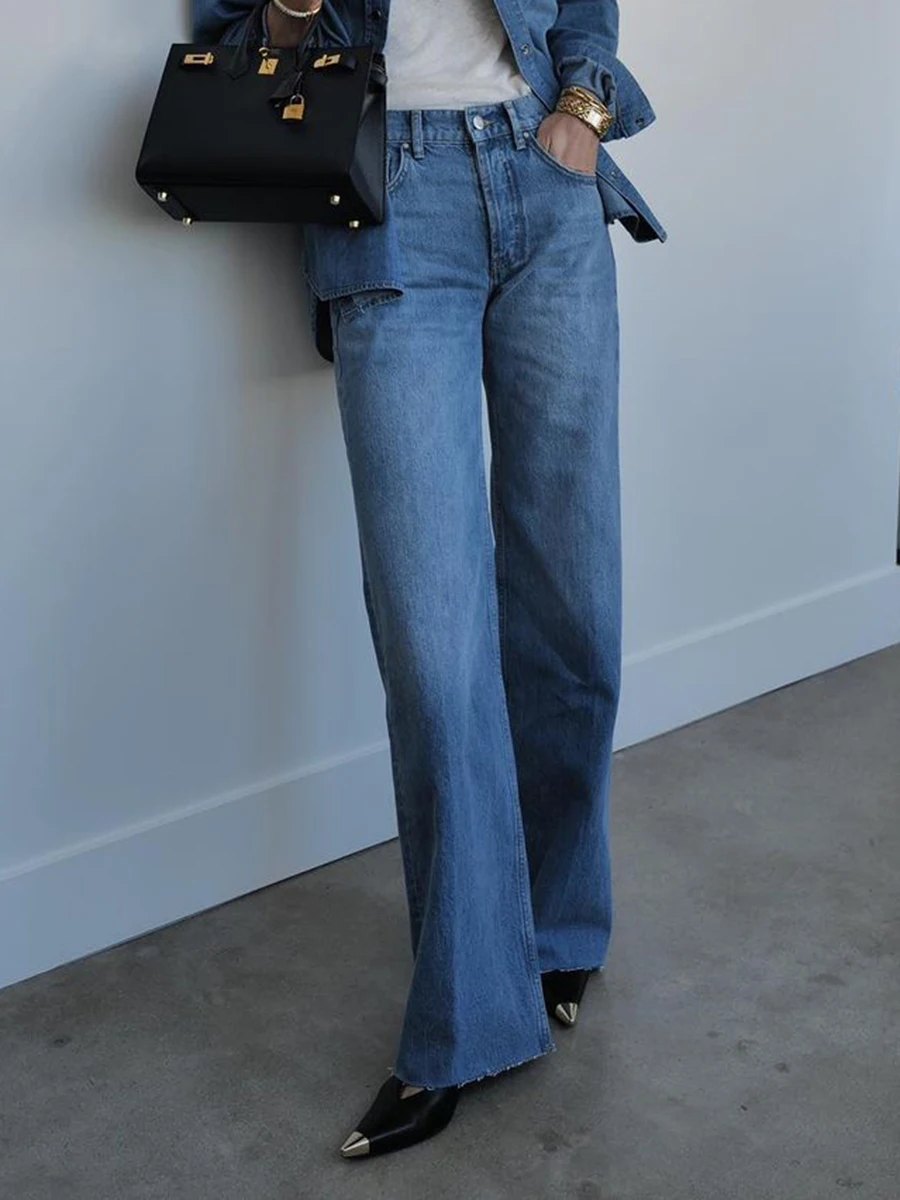 Button Vintage Blue Jeans Woman 2024 New Mid Waist Fashion Slim Straight Long Denim Pants Female Washed Simple Casual Trouser
Button Vintage Blue Jeans Woman 2024 New Mid Waist Fashion Slim Straight Long Denim Pants Female Washed Simple Casual Trouser