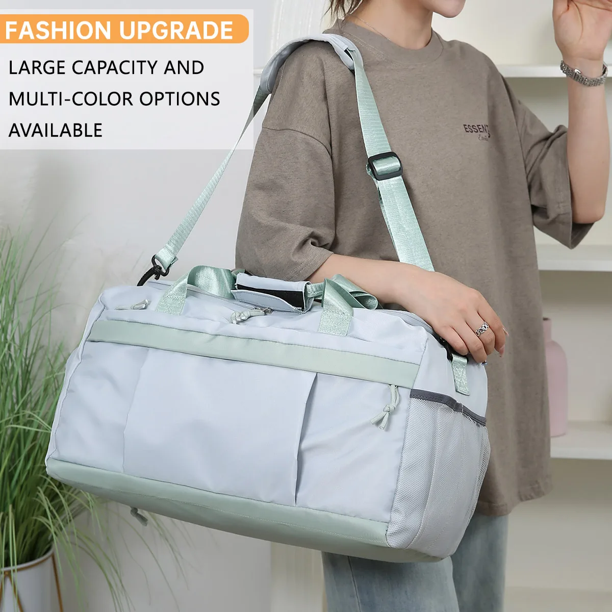 Color-Blocking Large-Capacity Travel Bag for Women, Dry and Wet Separation Gym and Swimming Bag, Short-Distance Travel Hand Luggage Bag, Trendy Student Style
Color-Blocking Large-Capacity Travel Bag for Women, Dry and Wet Separation Gym and Swimming Bag, Short-Distance Travel Hand Luggage Bag, Trendy Student Style