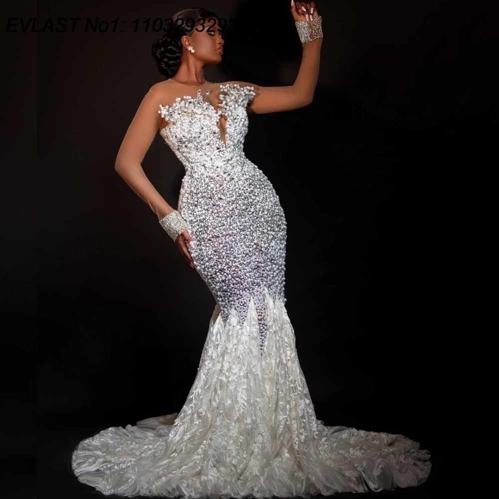 EVLAST Customized African Ivory Prom Dress Long Sleeve Beading Pearls Party Gown Aso Ebi Evening Dress for Women Gala FP05
EVLAST Customized African Ivory Prom Dress Long Sleeve Beading Pearls Party Gown Aso Ebi Evening Dress for Women Gala FP05