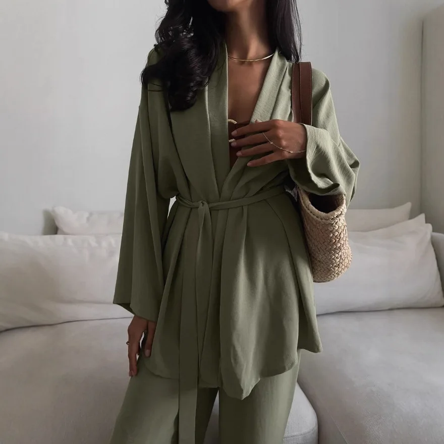 Elegant Spring Autumn 2 Pieces Set For Woman Fashion V-neck Long Sleeved Cardgian Top+loose Wide Leg Pants Set Two Piece Outfits
Elegant Spring Autumn 2 Pieces Set For Woman Fashion V-neck Long Sleeved Cardgian Top+loose Wide Leg Pants Set Two Piece Outfits