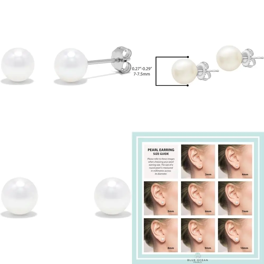Freshwater Pearl Sterling Silver AAA Quality Solitaire Stud Earrings - Select Pearl Size for Classic Elegance
Freshwater Pearl Sterling Silver AAA Quality Solitaire Stud Earrings - Select Pearl Size for Classic Elegance