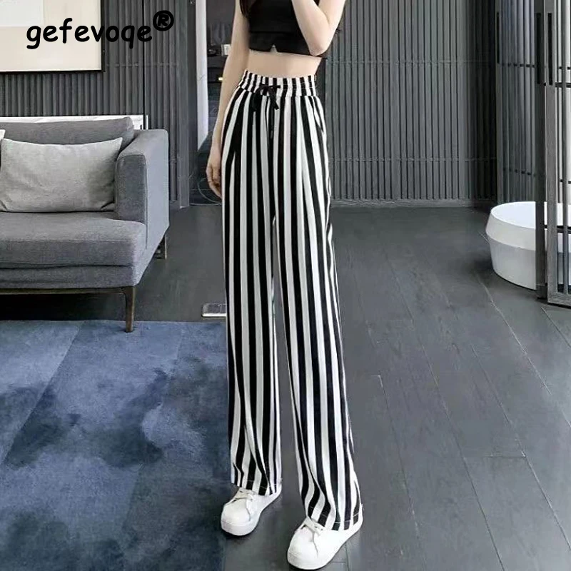Women's Korean Striped Plaid Print Harajuku Streetwear Wide Leg Pants Y2K Trendy High Waist Straight Trousers Female Pantalones
Women's Korean Striped Plaid Print Harajuku Streetwear Wide Leg Pants Y2K Trendy High Waist Straight Trousers Female Pantalones