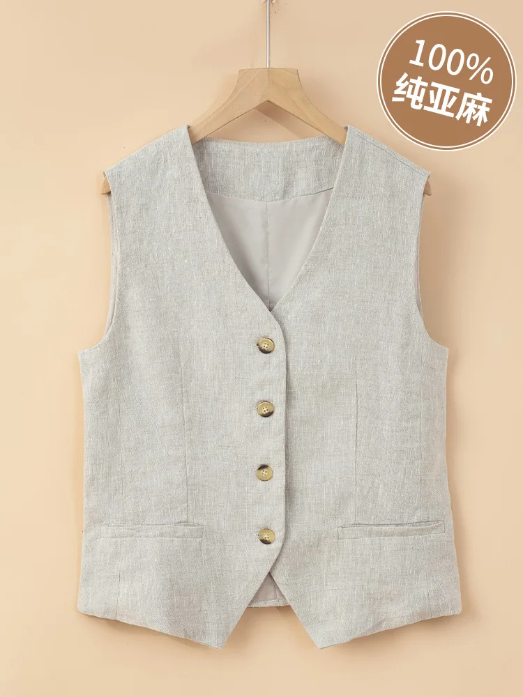 Women's Pure Linen Waistcoat Summer Thin Sleeveless Blazer Outerwear Vest Shoulder Cape Slim Fit Casual Fashion Linen Vest
Women's Pure Linen Waistcoat Summer Thin Sleeveless Blazer Outerwear Vest Shoulder Cape Slim Fit Casual Fashion Linen Vest