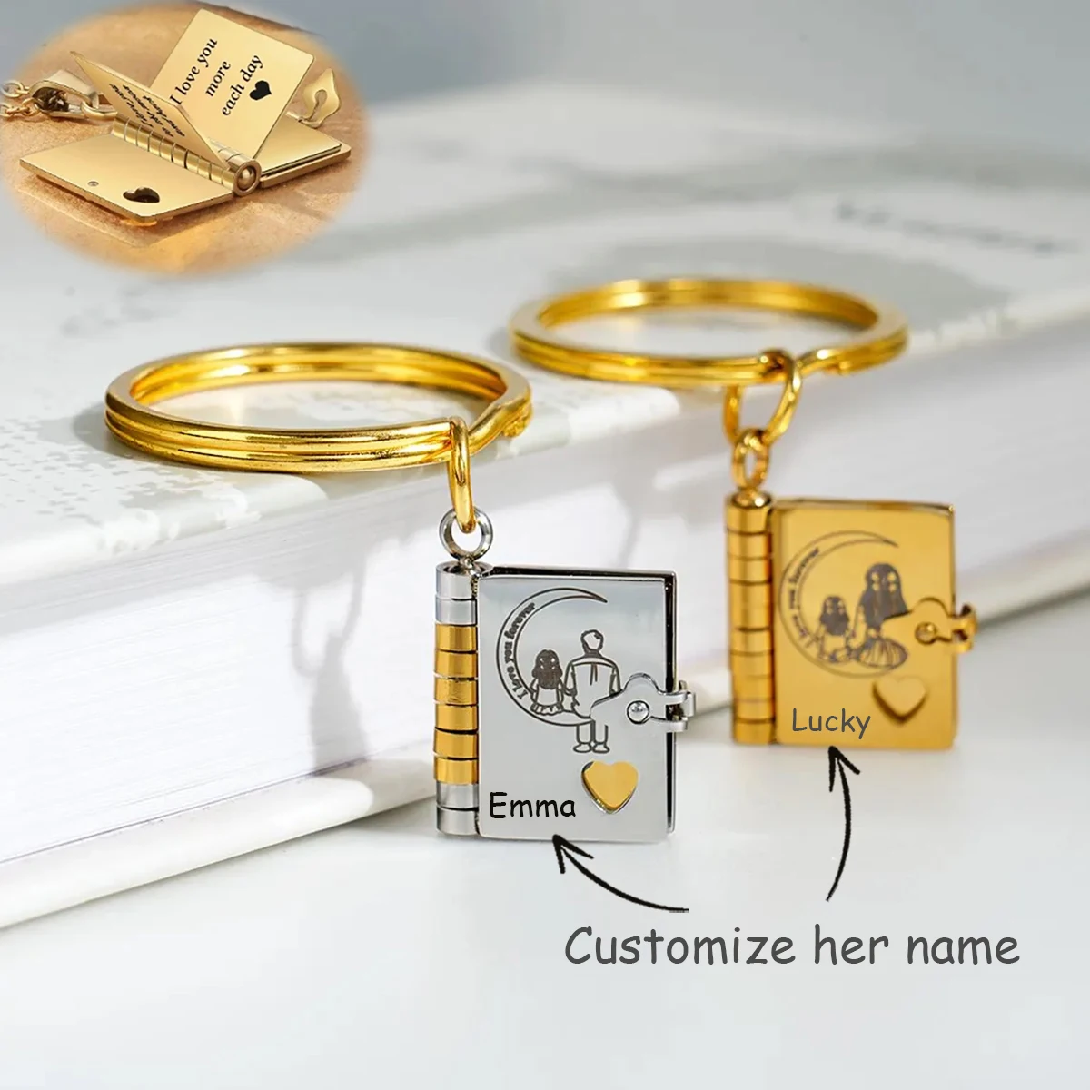To My Daughter Book Key Chain Openable Book Locket Pendant Jewelry Graduation Birthday Christmas Gift for Girl
To My Daughter Book Key Chain Openable Book Locket Pendant Jewelry Graduation Birthday Christmas Gift for Girl