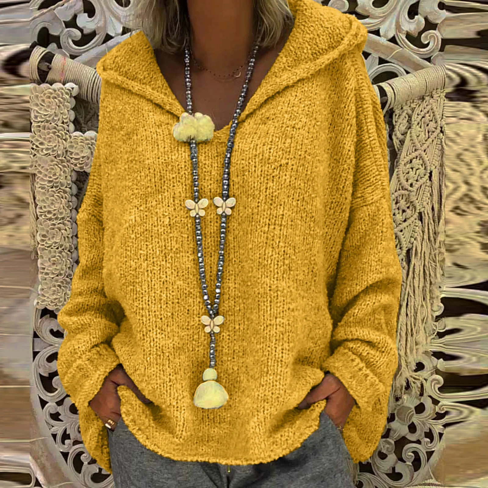 Winter Autumn Solid Color Sweater Women Long Sleeve Braided Hooded Pullover Boho Streetwear Knitted Sweater Oversized 2023
Winter Autumn Solid Color Sweater Women Long Sleeve Braided Hooded Pullover Boho Streetwear Knitted Sweater Oversized 2023
