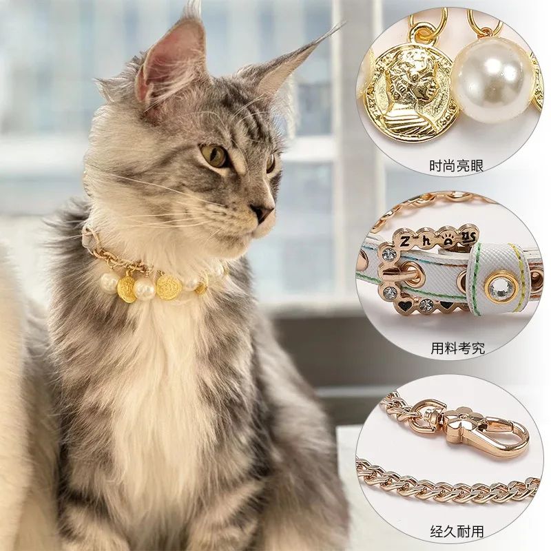 Faux Pearl Dog Cat Collar and Leash Set, Adjustable Polymer Clay Bead Necklace for Small Dogs Cats, Steel Wire Pet Jewelry
Faux Pearl Dog Cat Collar and Leash Set, Adjustable Polymer Clay Bead Necklace for Small Dogs Cats, Steel Wire Pet Jewelry
