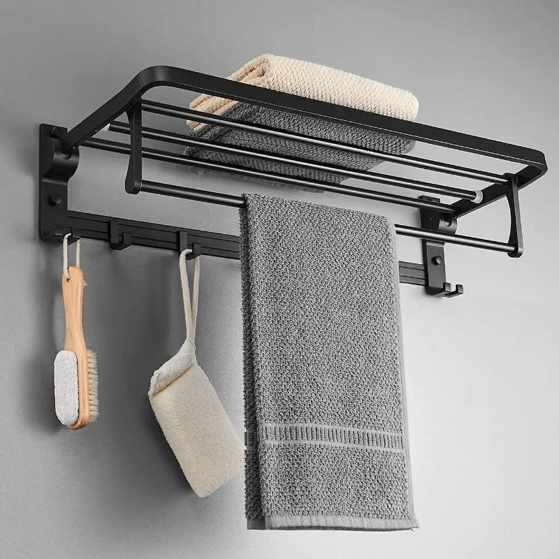 Towel Rack Wall Mount for Bathroom with Towel Bar and Hooks 23.6 in Foldable Towel Shelf Lavatory
Towel Rack Wall Mount for Bathroom with Towel Bar and Hooks 23.6 in Foldable Towel Shelf Lavatory