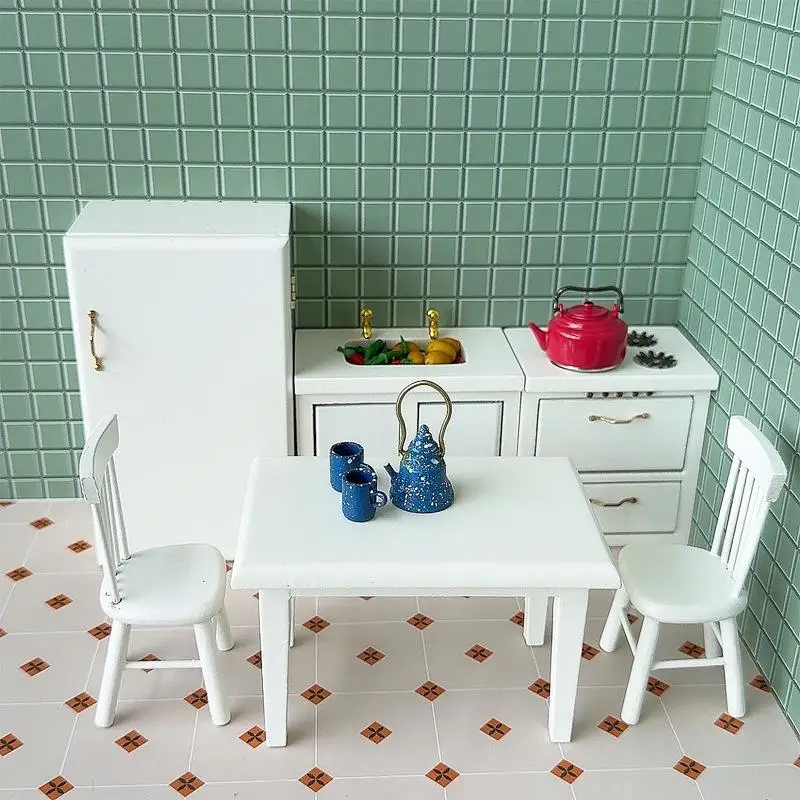 1/12 Dollhouse Kitchen Stove Refrigerator Table Chairs Kit Dollhouse Mini Kitchen Furniture Model Micro Scene Construction Props
1/12 Dollhouse Kitchen Stove Refrigerator Table Chairs Kit Dollhouse Mini Kitchen Furniture Model Micro Scene Construction Props