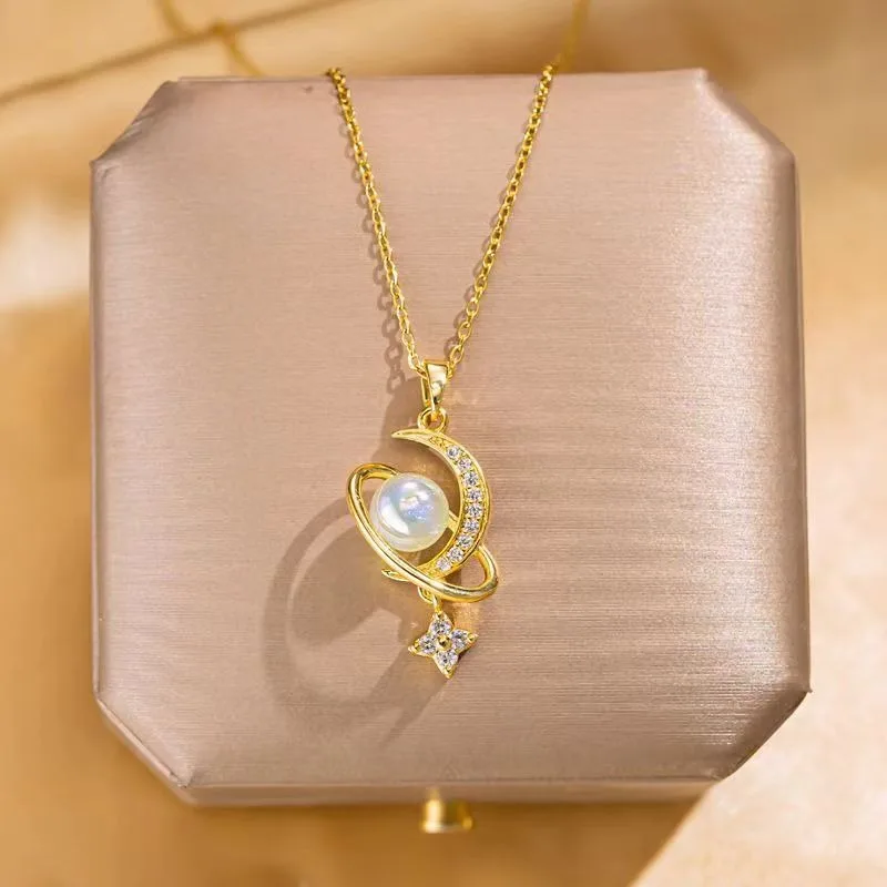 Stainless Steel Shiny Zircon Star Moon Choker Clavicle Necklace Planet Astronaut Couple Clavicle Chain For Women Jewelry Gift
Stainless Steel Shiny Zircon Star Moon Choker Clavicle Necklace Planet Astronaut Couple Clavicle Chain For Women Jewelry Gift