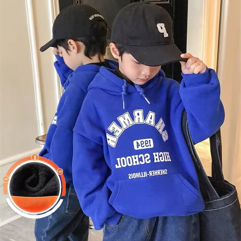 Blue Boys' Children's Spring And Autumn New Casual Versatile Sweater Baby Loose Top Hooded With Plush And Thickened Winter Wear
Blue Boys' Children's Spring And Autumn New Casual Versatile Sweater Baby Loose Top Hooded With Plush And Thickened Winter Wear