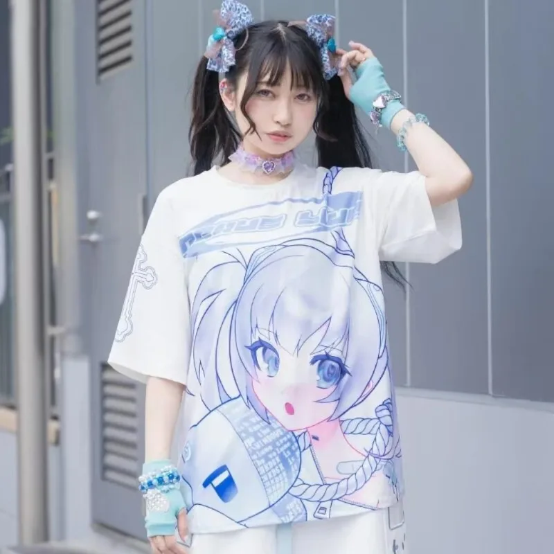 Japanese Y2k Animation Subculture Blue Harajuku Printed Half Sleeve T Shirt Short Sleeved Women Top 2000s Summer 2024 Tees
Japanese Y2k Animation Subculture Blue Harajuku Printed Half Sleeve T Shirt Short Sleeved Women Top 2000s Summer 2024 Tees