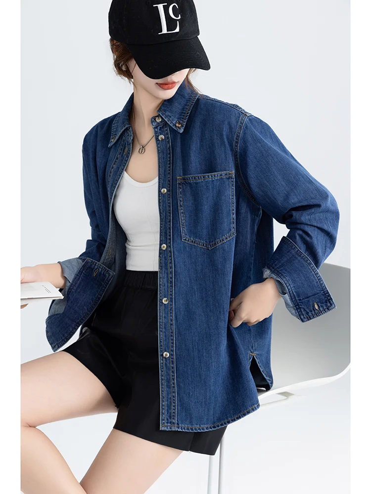 Свободный повседневный джинсовый топ на весну-осень, новый, винтажный, в стиле Hong Kong, универсальный, длинный, из смесового хлопка, на пуговицах
Свободный повседневный джинсовый топ на весну-осень, новый, винтажный, в стиле Hong Kong, универсальный, длинный, из смесового хлопка, на пуговицах