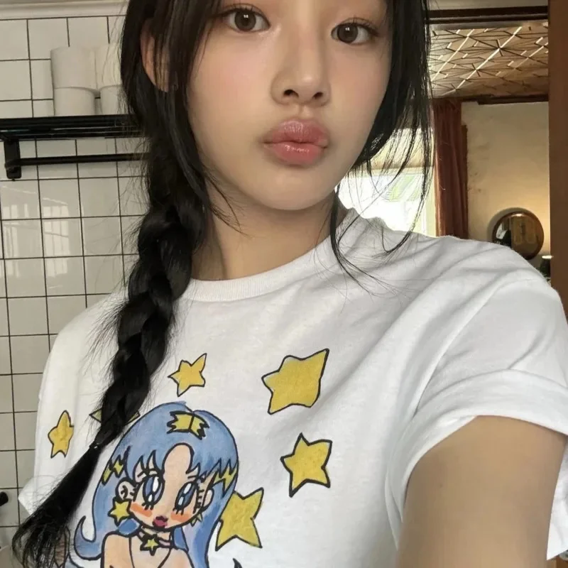 Korean Mijin Same Style T-shits Casual Loose O-Neck Short Sleeve Cartoon Printed Shirts Fashion Streetwear Style Cotton T-shirts
Korean Mijin Same Style T-shits Casual Loose O-Neck Short Sleeve Cartoon Printed Shirts Fashion Streetwear Style Cotton T-shirts
