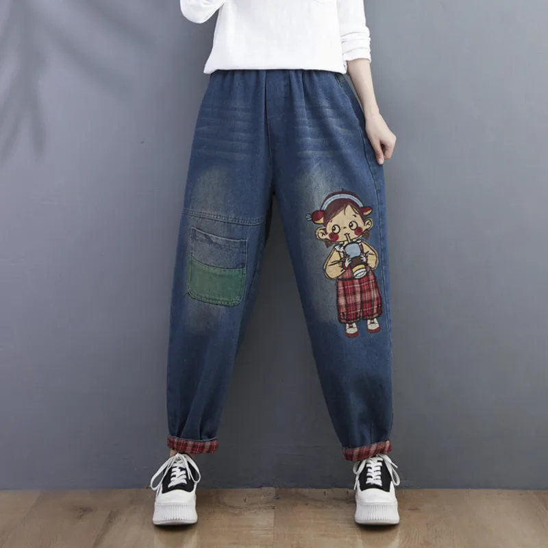 #2255 Vintage Blue Harem Jeans Embroidery Cartoon Girl Denim Jeans Womens Loose Pockets Patchwork High Waisted Jeans Spring 2023
#2255 Vintage Blue Harem Jeans Embroidery Cartoon Girl Denim Jeans Womens Loose Pockets Patchwork High Waisted Jeans Spring 2023