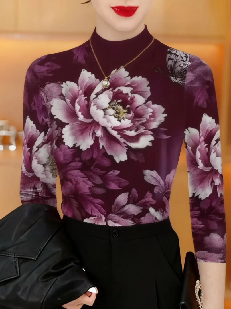 2026 New Long Sleeve Half High Neck Printed Base Shirt for Middle-Aged And Elderly Women High End Warm Versatile Belly Coveri...
2026 New Long Sleeve Half High Neck Printed Base Shirt for Middle-Aged And Elderly Women High End Warm Versatile Belly Coveri...