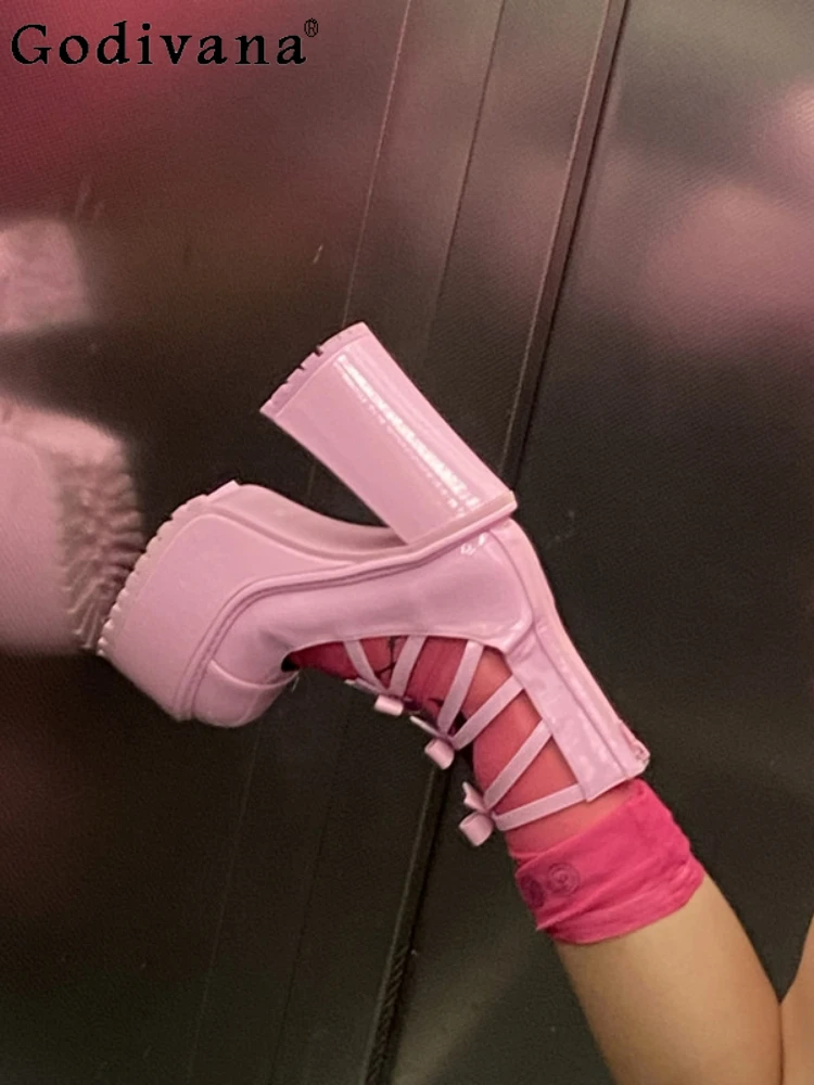 Fashion Y2K Solid Color Round Toe Bowknot Women's High Heel Mary Jane Shoes Spring Autumn Princess Style Sweet Cute Lolita Heels
Fashion Y2K Solid Color Round Toe Bowknot Women's High Heel Mary Jane Shoes Spring Autumn Princess Style Sweet Cute Lolita Heels