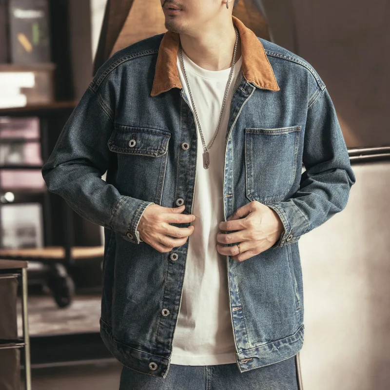 American retro blue denim jacket men's loose fashion brand spring and autumn loose coat
American retro blue denim jacket men's loose fashion brand spring and autumn loose coat