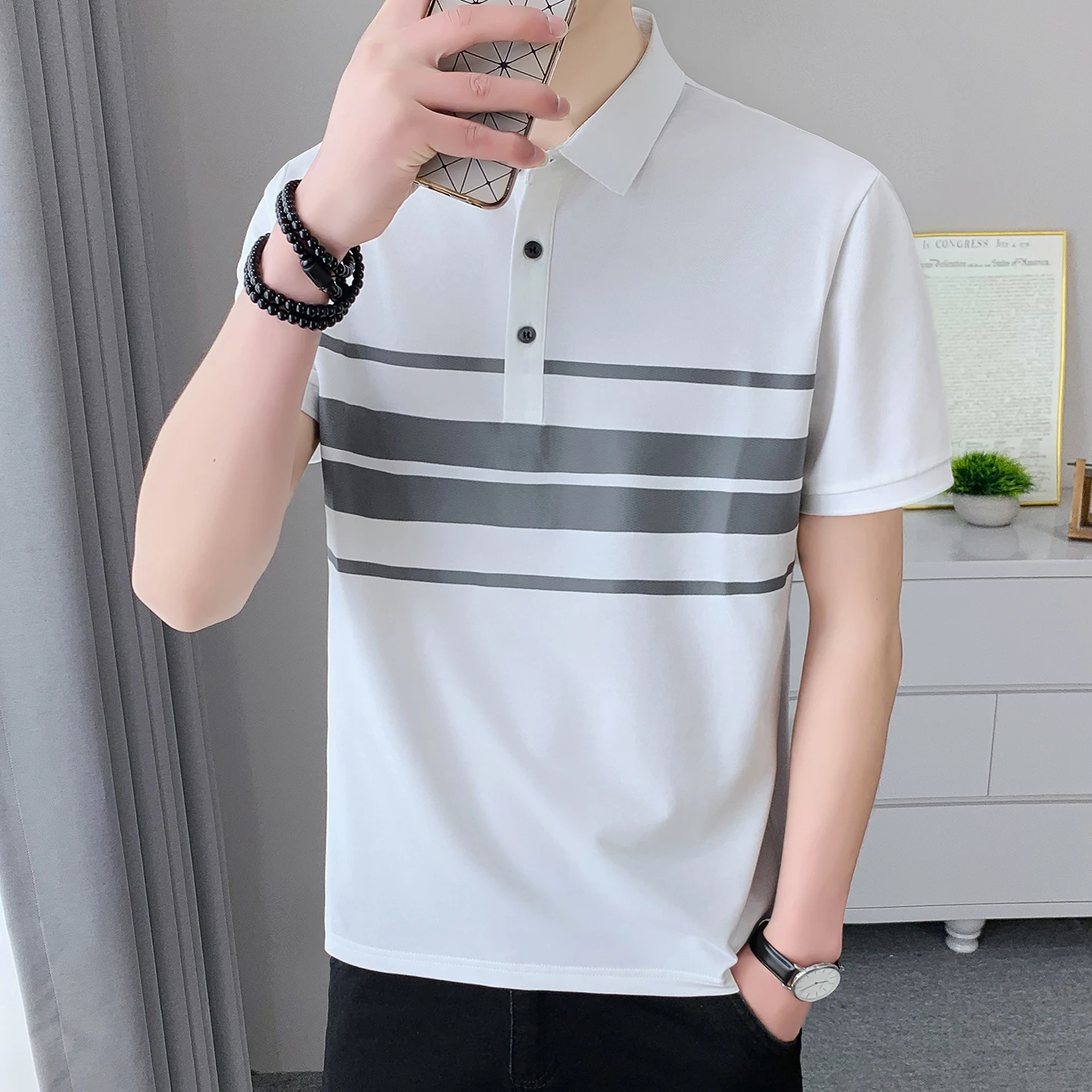 2026 Summer Men's New Short-Sleeved Casual Polo Shirt with Half Sleeve and Korean-style Collar T-shirt
2026 Summer Men's New Short-Sleeved Casual Polo Shirt with Half Sleeve and Korean-style Collar T-shirt