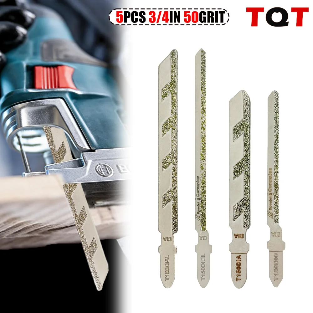 5Pcs 3/4in Jigsaw Blades Diamond Coated Jig Saw Blade Grit 50 T-Shank for Granite Tile Cutting Power Tools Accessories
5Pcs 3/4in Jigsaw Blades Diamond Coated Jig Saw Blade Grit 50 T-Shank for Granite Tile Cutting Power Tools Accessories