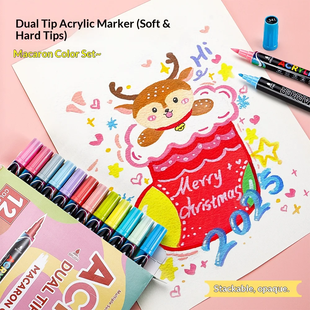 12-цветные акриловые маркеры серии Macaron, двойной наконечник, жесткий/мягкий наконечник ручки для рисования, креативные принадлежности для рукоделия из рок-дерева
12-цветные акриловые маркеры серии Macaron, двойной наконечник, жесткий/мягкий наконечник ручки для рисования, креативные принадлежности для рукоделия из рок-дерева