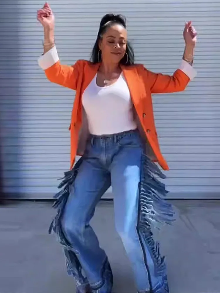 Spring New Women's High Waist Wide Leg Denim Jeans Pant Wide Side Fringe-Detailed Chic Streetwear Pants Female Casual Trousers
Spring New Women's High Waist Wide Leg Denim Jeans Pant Wide Side Fringe-Detailed Chic Streetwear Pants Female Casual Trousers