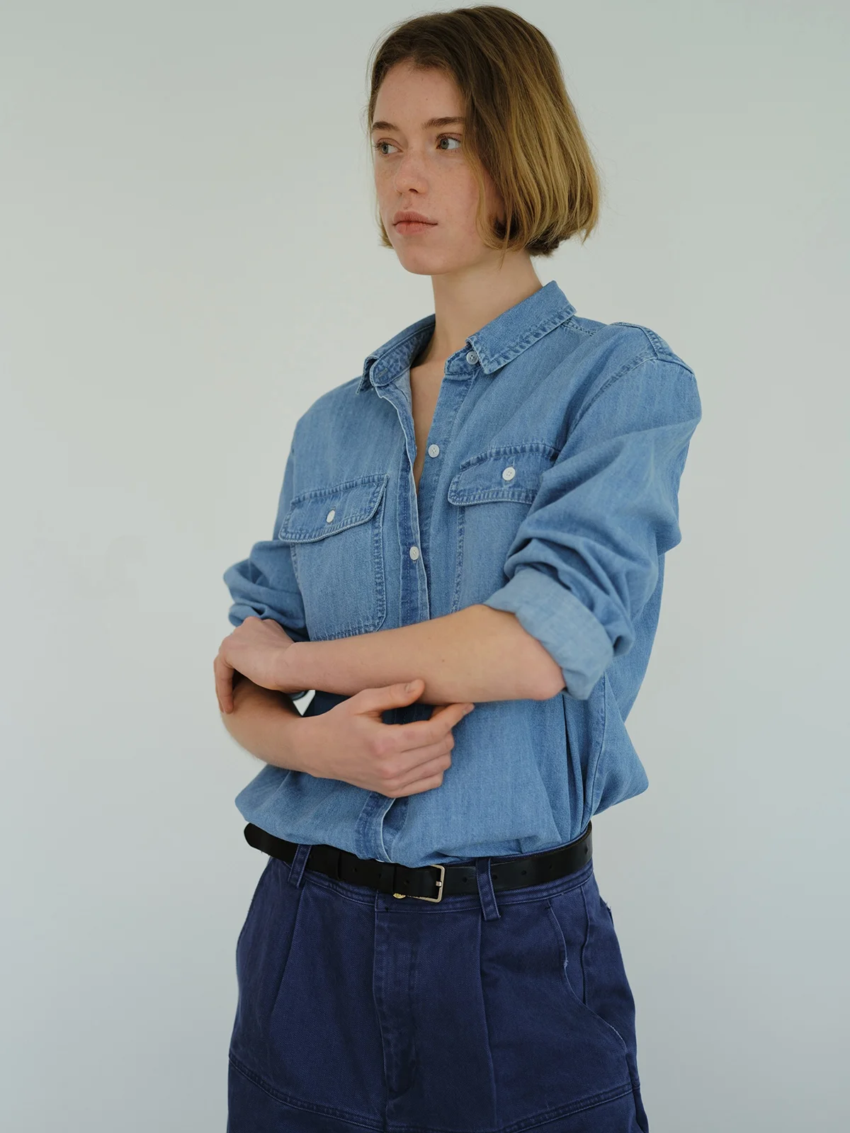 Shyshy Washed Denim Cotton Linen Cool Summer Workwear Shirt Loose Fit Casual Style Long Sleeve Women's Fashion Spring Collection
Shyshy Washed Denim Cotton Linen Cool Summer Workwear Shirt Loose Fit Casual Style Long Sleeve Women's Fashion Spring Collection