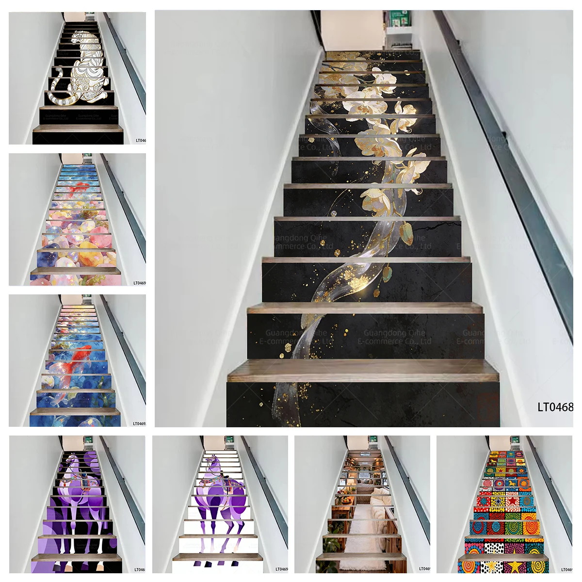 Colorful Stone Fish, Gilded White Tiger & Geometric Purple Horse Stair Decals - Waterproof Wear-Resistant Self-Adhesive
Colorful Stone Fish, Gilded White Tiger & Geometric Purple Horse Stair Decals - Waterproof Wear-Resistant Self-Adhesive