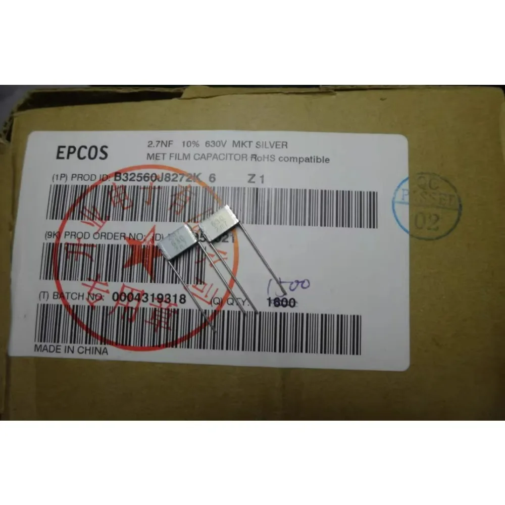 10PCS EPCOS 0.0027uf/630v 2.7nf 2700pf 272 New 7.5mm Layer Cake Capacitor B32560J8272K
10PCS EPCOS 0.0027uf/630v 2.7nf 2700pf 272 New 7.5mm Layer Cake Capacitor B32560J8272K