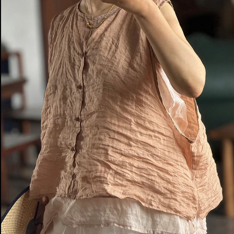 Female Jacquard Casual Solid Single-breasted Tanks Summer Round Lace Up Neck All-match Sleeveless T-shirt Women's Clothing 2025
Female Jacquard Casual Solid Single-breasted Tanks Summer Round Lace Up Neck All-match Sleeveless T-shirt Women's Clothing 2025
