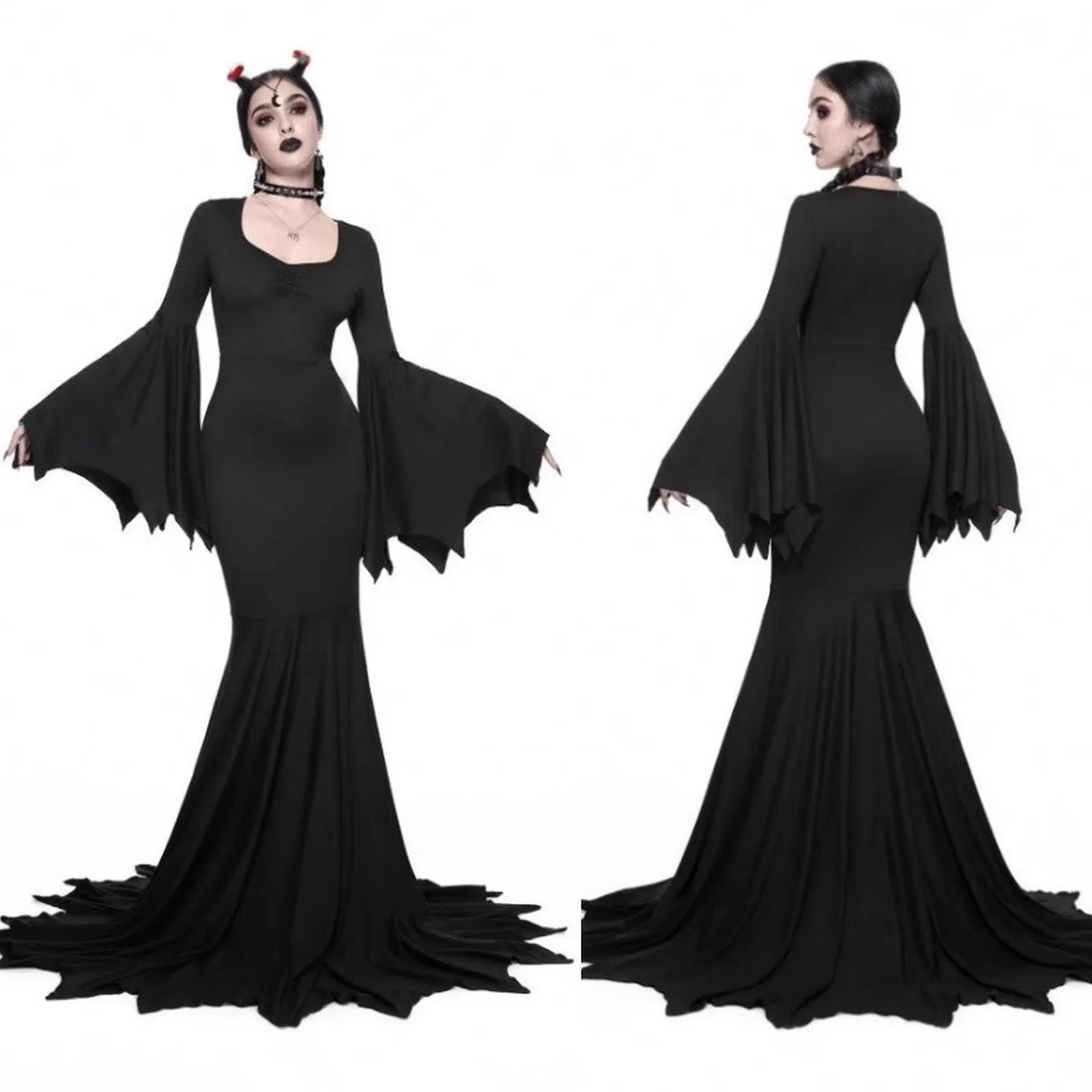 Halloween Costume Gothic Dark Cosplay Dress Women Streetwear Vintage Elegant Mesh Sleeve Patchwork V-neck Split Evening Gowns
Halloween Costume Gothic Dark Cosplay Dress Women Streetwear Vintage Elegant Mesh Sleeve Patchwork V-neck Split Evening Gowns