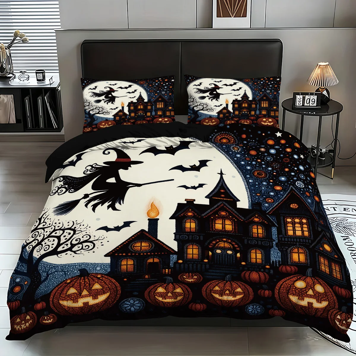 3-piece Halloween themed pumpkin and skeleton pattern, 1 quill cover+2 pillowcases, coreless, soft and comfortable bedding set
3-piece Halloween themed pumpkin and skeleton pattern, 1 quill cover+2 pillowcases, coreless, soft and comfortable bedding set