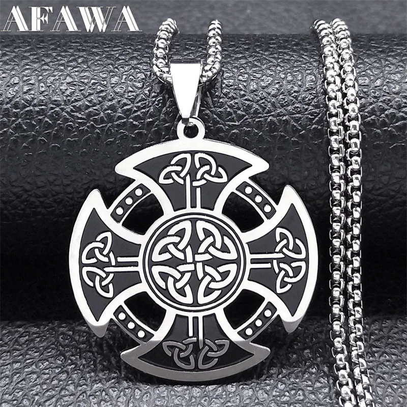 Viking Celtic Knot Cross Necklace Stainless Steel Amulet Witch Trinity Knots Irish Symbol Necklaces Jewelry nudo de bruja N7962
Viking Celtic Knot Cross Necklace Stainless Steel Amulet Witch Trinity Knots Irish Symbol Necklaces Jewelry nudo de bruja N7962