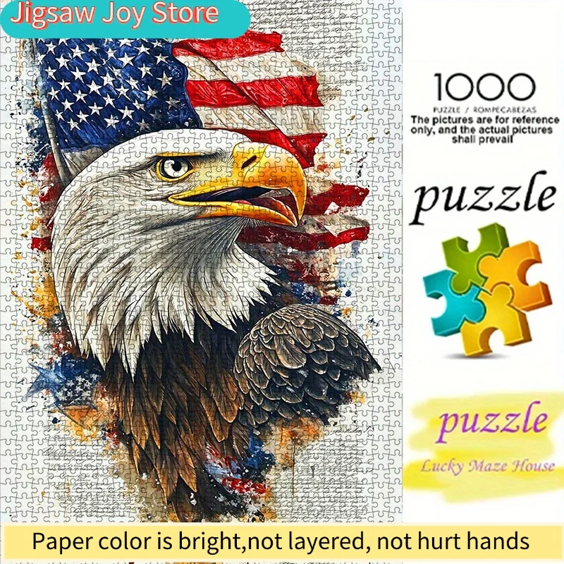 Patriotic Eagle & American Flag DIY Jigsaw Puzzle - High-Quality Cardboard, Ideal for Family Fun, Relaxation, and Independenc
Patriotic Eagle & American Flag DIY Jigsaw Puzzle - High-Quality Cardboard, Ideal for Family Fun, Relaxation, and Independenc