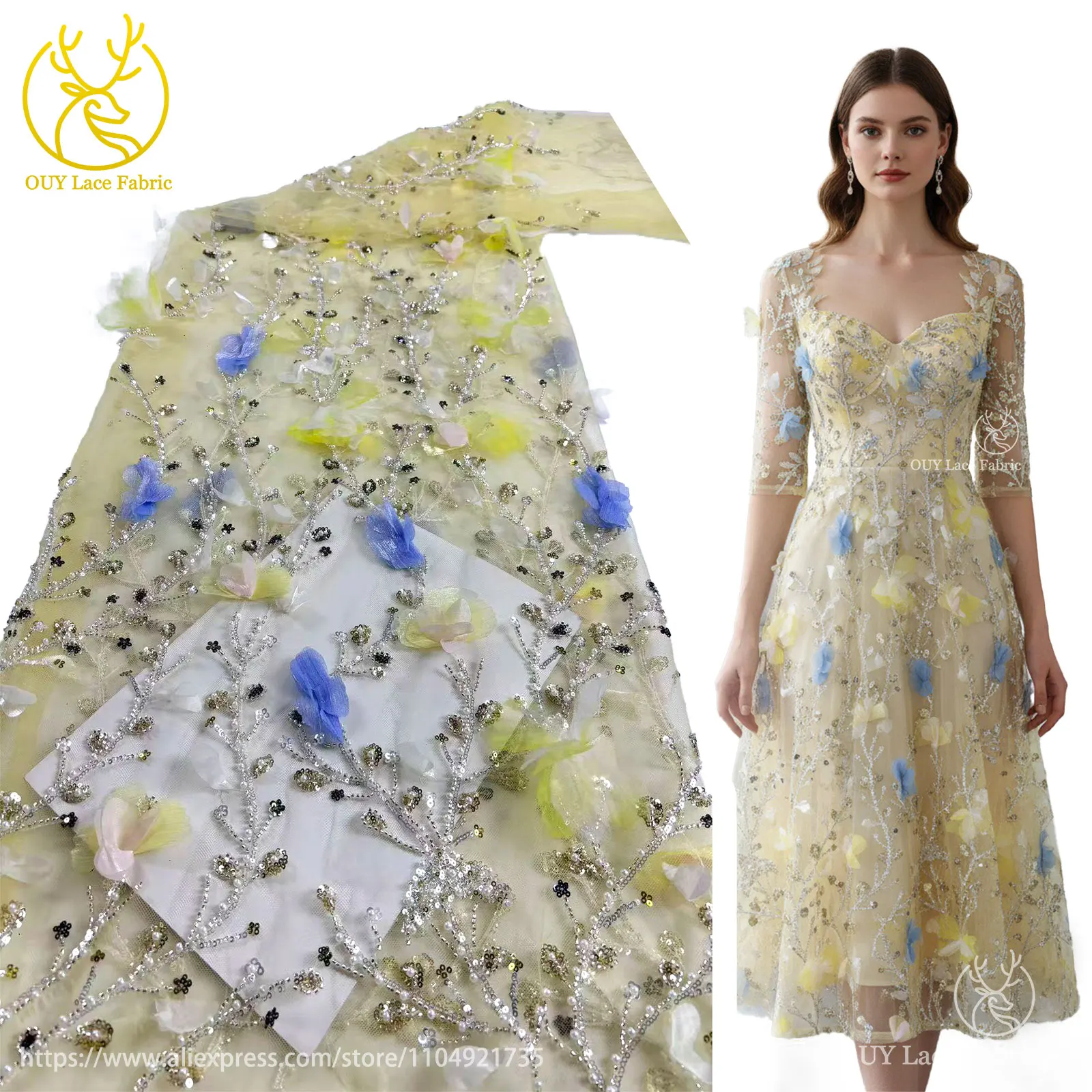 Beautiful Dress 3D Applique Sequin Lace Fabric 2025 High Quality African French Beaded Lace Fabric for Women Banquet Party
Beautiful Dress 3D Applique Sequin Lace Fabric 2025 High Quality African French Beaded Lace Fabric for Women Banquet Party