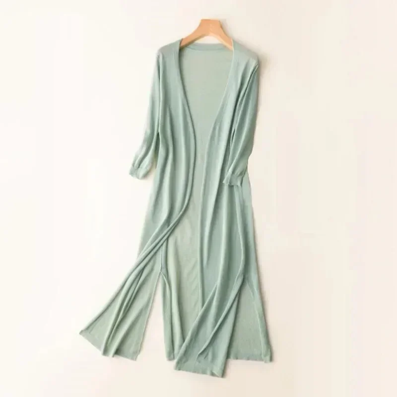 New Knitted Cardigan Women's Summer Fashion Loose Mid-length Three-quarter Sleeve Thin Shawl Air-conditioning Shirt
New Knitted Cardigan Women's Summer Fashion Loose Mid-length Three-quarter Sleeve Thin Shawl Air-conditioning Shirt
