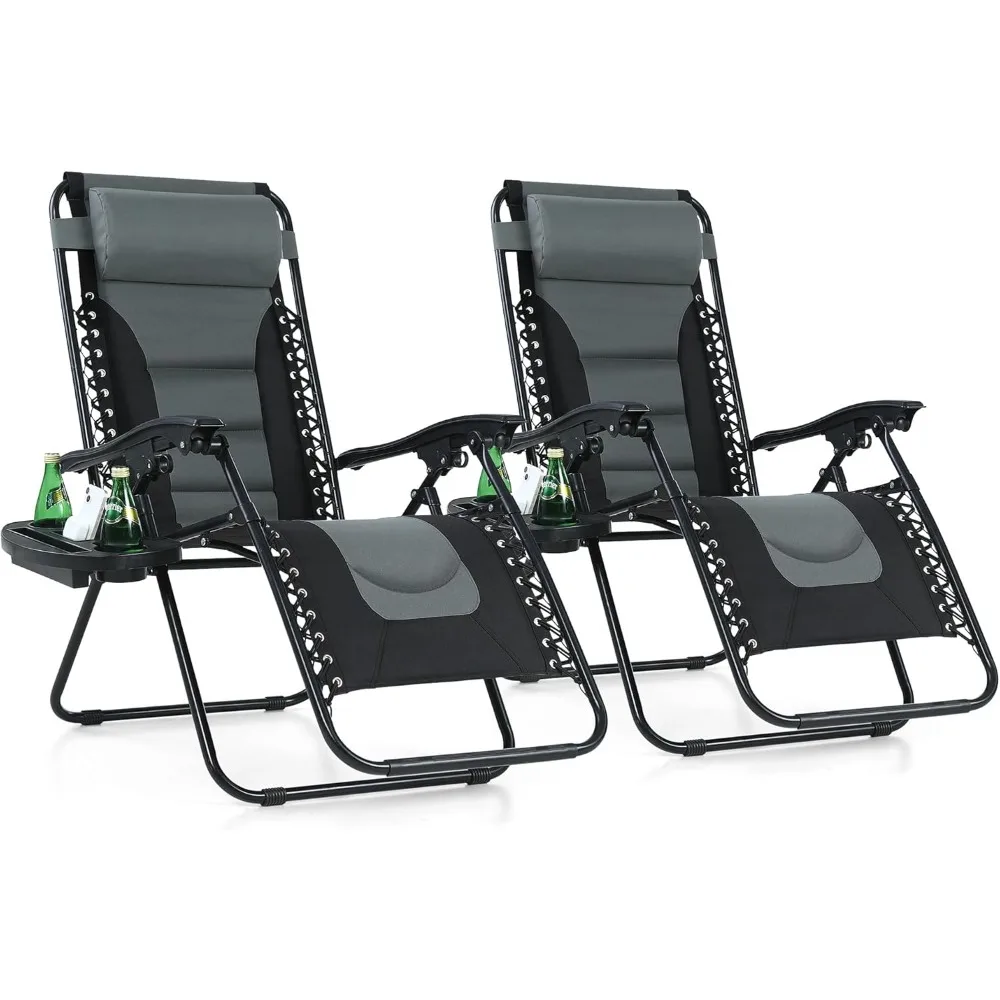 Padded Zero Gravity Lawn Chairs Set of 2 Foldable Recliner Anti Gravity Lounge Chairs w/Pillow & Cup Holder Outdoor
Padded Zero Gravity Lawn Chairs Set of 2 Foldable Recliner Anti Gravity Lounge Chairs w/Pillow & Cup Holder Outdoor