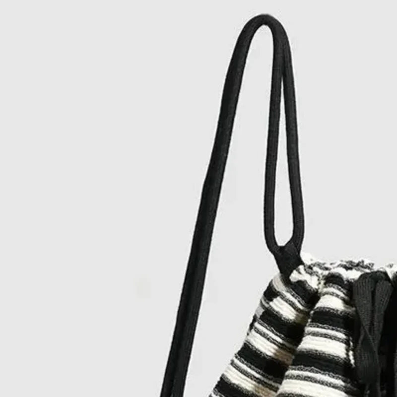 Korean Sle Canvas Striped Bapa Knitting Tote Bag Simple Design Double Oulder Strap Large Capacity For Class Student Bookbag
Korean Sle Canvas Striped Bapa Knitting Tote Bag Simple Design Double Oulder Strap Large Capacity For Class Student Bookbag