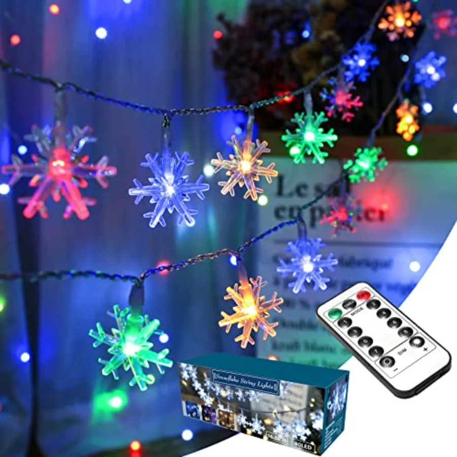 Colored Snowflake Lights, 40 LED 16.08ft Snow Flake Christmas Lights with Remote, 8 Modes LED String Lights Waterproof, Dimmabl
Colored Snowflake Lights, 40 LED 16.08ft Snow Flake Christmas Lights with Remote, 8 Modes LED String Lights Waterproof, Dimmabl