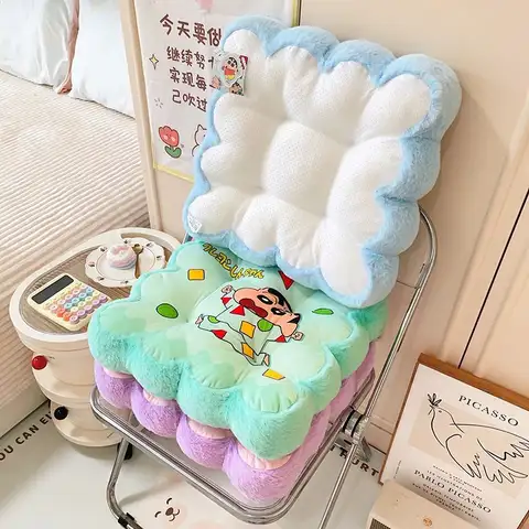 Seat Cushion Crayon Shin-Chan Anime Kawaii Soft Thick Office Chair Pad For Long Sitting High Resilience Comfortable Classroom