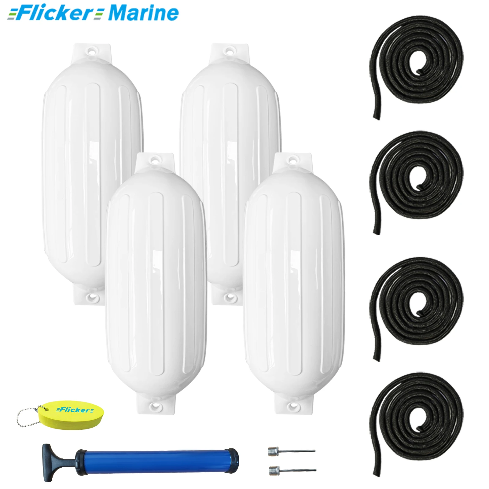 Flicker White Boat Fender Kit A1–A6, Heavy Duty PVC Inflatable Dock Fenders with Air Pump & Mooring Ropes, Floating Keychain
Flicker White Boat Fender Kit A1–A6, Heavy Duty PVC Inflatable Dock Fenders with Air Pump & Mooring Ropes, Floating Keychain