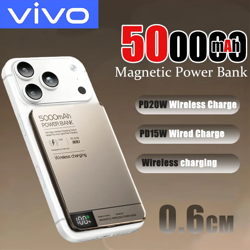 Магнитный беспроводной повербанк VIVO 500000 мАч с быстрой зарядкой, высококачественный зарядный блок из сплава для телефонов с поддержкой MagSafe.
Магнитный беспроводной повербанк VIVO 500000 мАч с быстрой зарядкой, высококачественный зарядный блок из сплава для телефонов с поддержкой MagSafe.