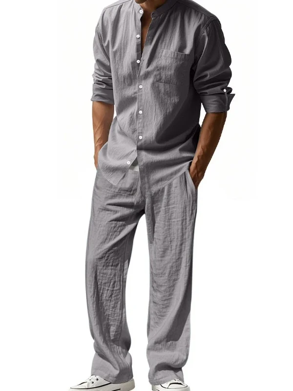 Loose Casual Men's Suit Crossborder Four Seasons Men's Loose Suit Comfortable Linen Long Sve irt And Pants Set
Loose Casual Men's Suit Crossborder Four Seasons Men's Loose Suit Comfortable Linen Long Sve irt And Pants Set