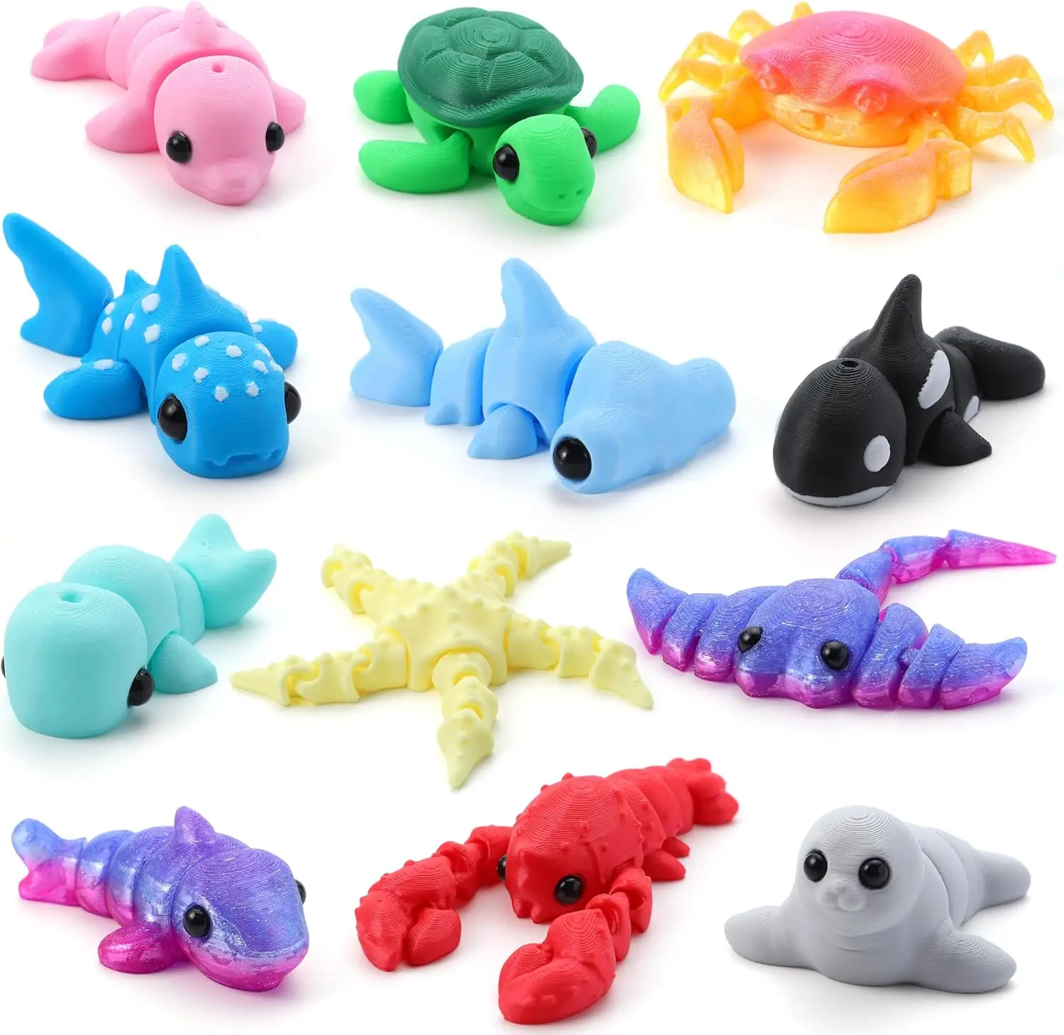 12 Pcs 3D Printed Ocean Animals Set, Articulated Flexible Figurines Fidget Toys for Party Favors, Desk Pets, Home Decor
12 Pcs 3D Printed Ocean Animals Set, Articulated Flexible Figurines Fidget Toys for Party Favors, Desk Pets, Home Decor