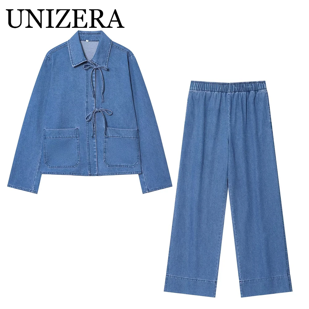 European and American style autumn new women's lace up denim jacket jacket straight leg jeans wide leg pants
European and American style autumn new women's lace up denim jacket jacket straight leg jeans wide leg pants