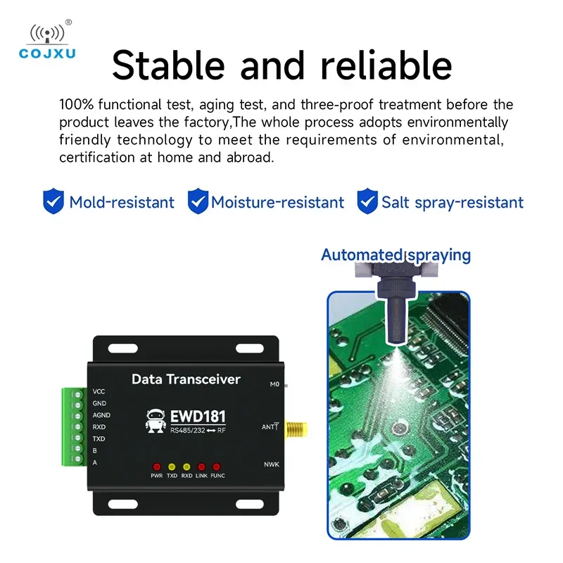 2,4 ГГц RS232/RS485 Zigbee3.0 Беспроводное радио COJXU EWD181-Z20 (232/485) Сеть 20 дБм Самовосстанавливающаяся сеть постоянного тока 8 ~ 28 В Ad-Hoc
2,4 ГГц RS232/RS485 Zigbee3.0 Беспроводное радио COJXU EWD181-Z20 (232/485) Сеть 20 дБм Самовосстанавливающаяся сеть постоянного тока 8 ~ 28 В Ad-Hoc