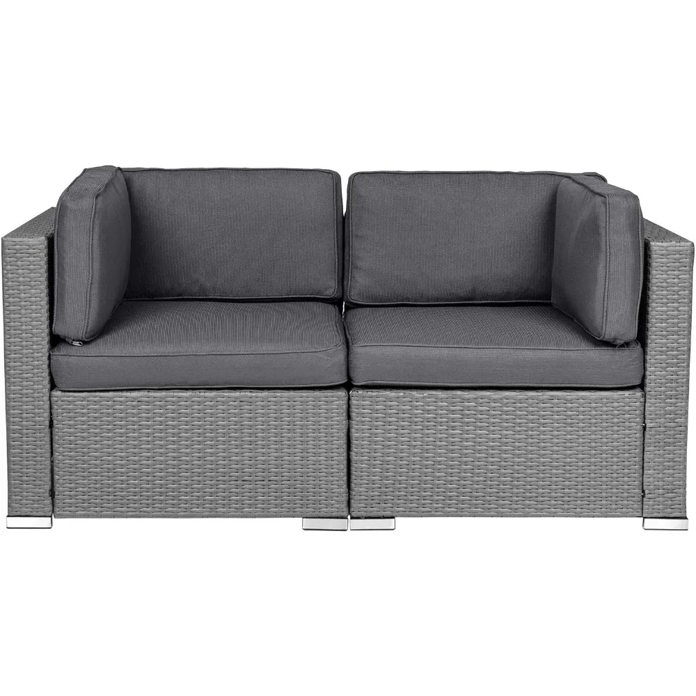 2 Pieces Outdoor Wicker Loveseat, Patio Rattan Sectional Furniture Corner Sofa Set All-Weather Grey Wicker with Removable Cushio
2 Pieces Outdoor Wicker Loveseat, Patio Rattan Sectional Furniture Corner Sofa Set All-Weather Grey Wicker with Removable Cushio