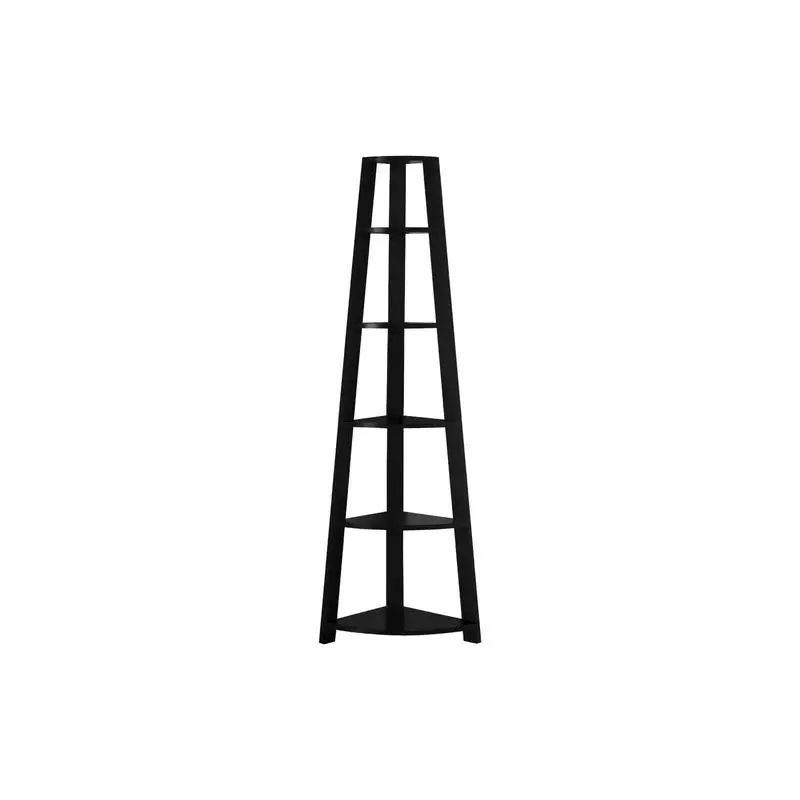 Contemporary Black 5-Tier Corner Bookshelf, 72"H, Modern Etagere for Office & Bedroom Storage
Contemporary Black 5-Tier Corner Bookshelf, 72"H, Modern Etagere for Office & Bedroom Storage